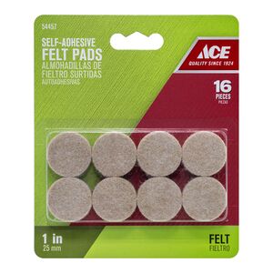 Ace 16-Piece Self Adhesive Round Felt Pads Brown 1inch